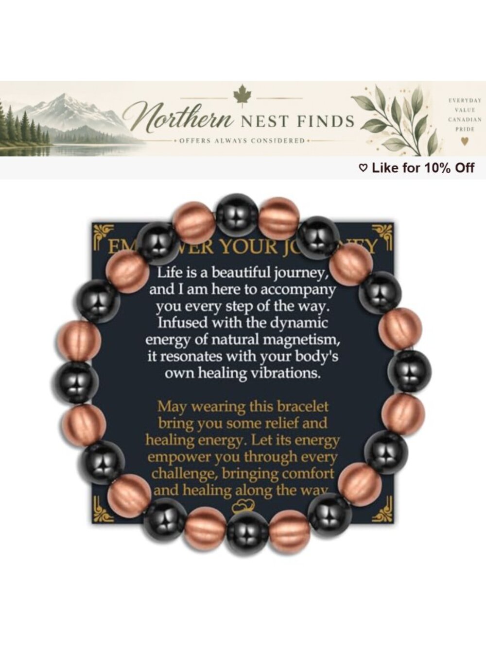 Pure Copper Magnetic Bracelet Stretch Fit Wellness Gift
